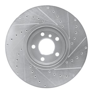 BMW X5 Brake Rotor (1) - Front Left - R1 Concepts - Drilled & Slotted - Silver - `02-`06